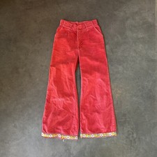 VTG 1970s Levis for Gals Super Wide Leg Hippie Corduroy Floral Disco Bell Bottom