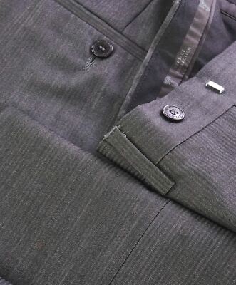 $575 VERSACE COLLECTION -  Tonal Gray Stripe Logo Button Dress Pants - 30W