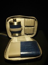 Brizard and Co Blue Caiman and Grey Leather Traveler  NIB