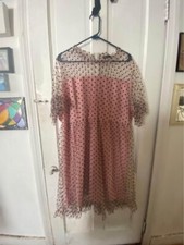 SHEIN pink polka dot sheer overlay 3X short casual dress