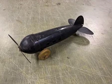 VTG 1920's antique Wyandotte Toy Pressed Steel Tin Black Airplane Orig Unrestore