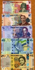 SET Sierra Leone, 1; 2;5;10;20 Leones, 2022, P-New, UNC   revalued, redesigned