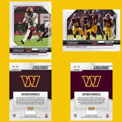 (2) 2024 Panini Instant Jayden Daniels ROOKIE CARD SP Commanders #62 & #70 RC  