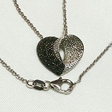 CARATS JEWELLERY 14ct GOLD NATURAL BLACK DIAMOND NECKLACE BOXED & RECEIPT 16.5"
