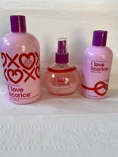 Set Of 3 Bath Body Works Temptations "I Love Licorice". Full Size Set