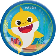 Baby Shark Dance Pinkfong Cartoon Kids Birthday Party 7" Paper Dessert Plates