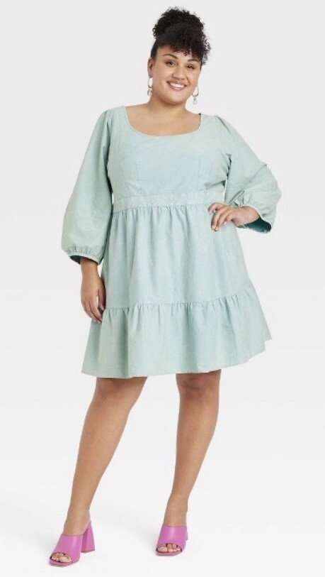 plus size a line cotton dresses NEW Ava & Viv Womens 1X 3X 4X Balloon 3/4 Sleeve A-Line Dress ( Require a physical
