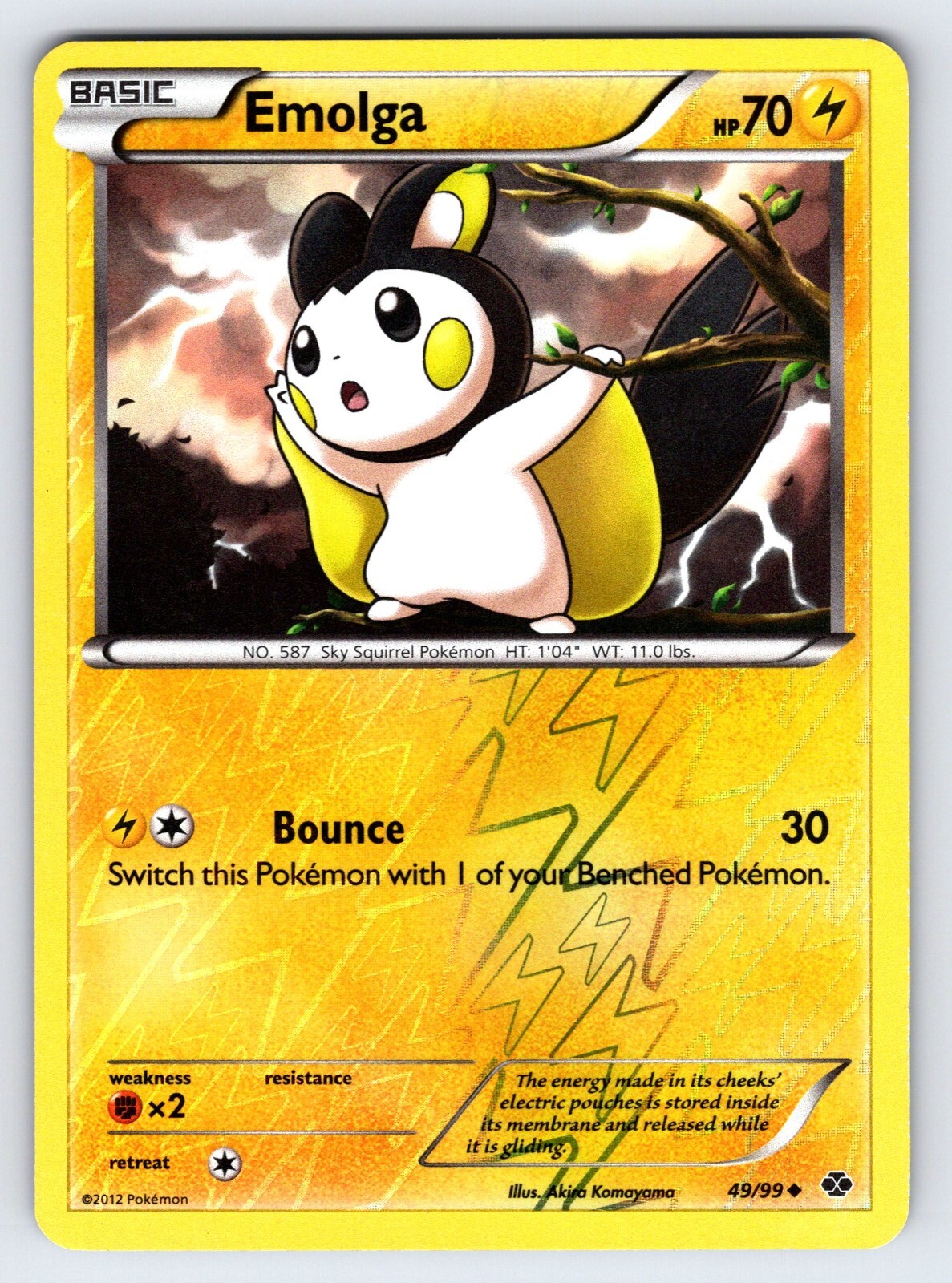 Emolga 49/99 2012 B&W Next Destinies Pokemon Card Reverse Holo Uncommon - Lp