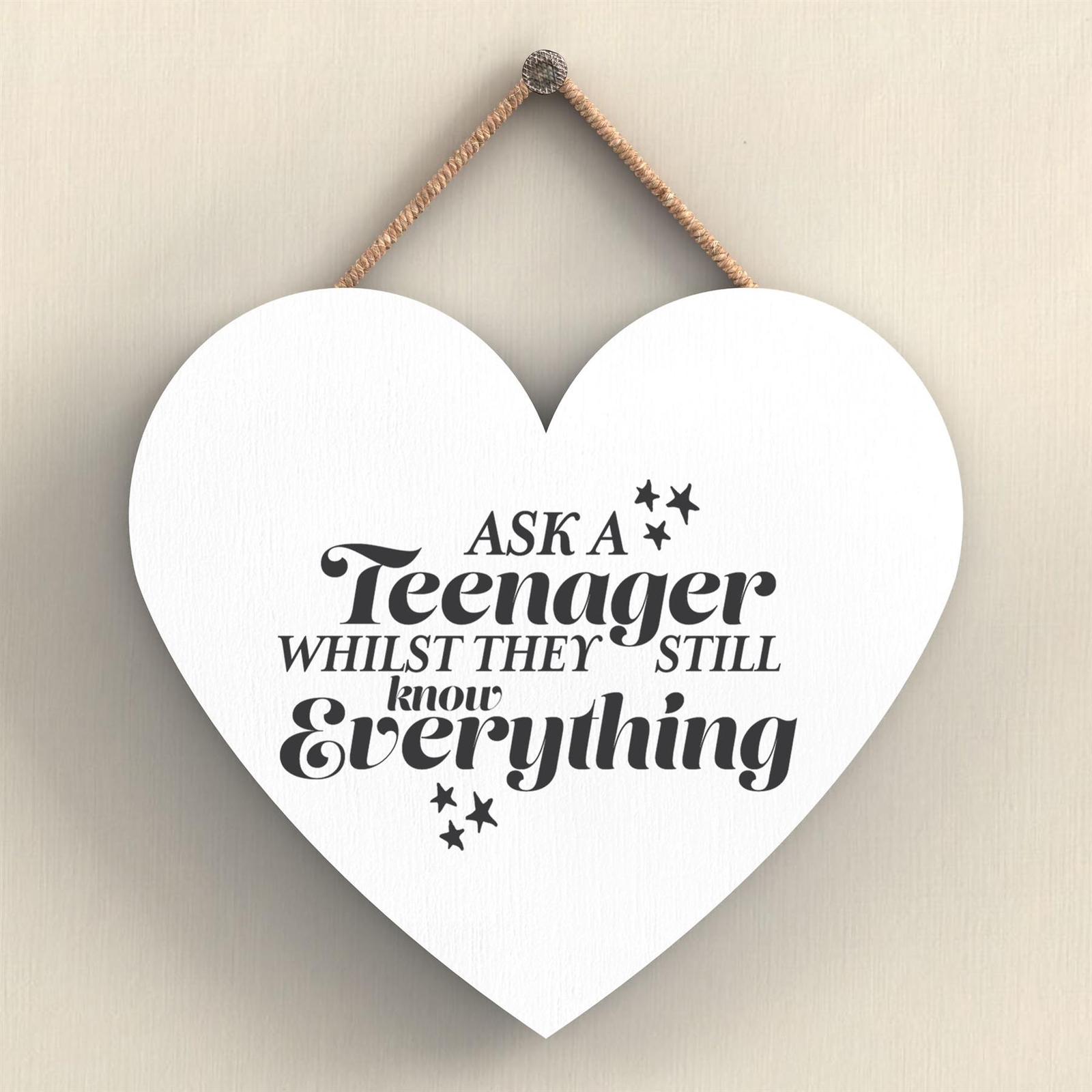 Ask A Teenager Typography Novelty Gift Wooden Heart Wall Hanging Plaque