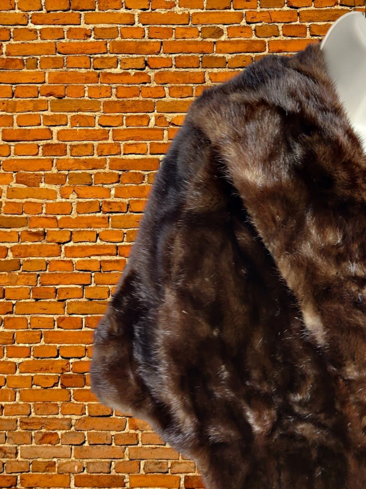 WOMENS MAAS BROTHERS UK 10 BROWN FUR SHAWL COLLAR WRAP STOLE CAPE CARDIGAN COAT - Image 4 of 4