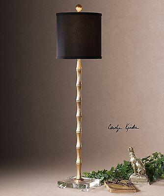 Slim Gold Black Bamboo Buffet Lamp, Asian Bamboo Floor Lamps