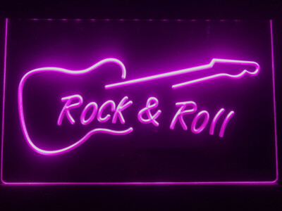 Guitar Rock & Roll Neon LED light Sign Club Pub Decorations size 12 x 8 ...