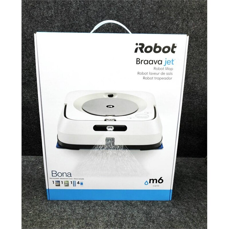 iRobot m6110 M6 Braava Jet Robot Mop Floor Cleaner Smart Wi-Fi Connected, White
