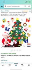 DIY Christmas Tree Holiday Felt Craft Kit With Ornaments 3.6ft Wall Hanging Kids