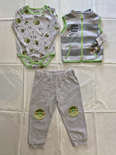 STAR WARS Baby Boy Bodysuit, Pants and a Zip-up Vest 3-Piece Set, 24 Months