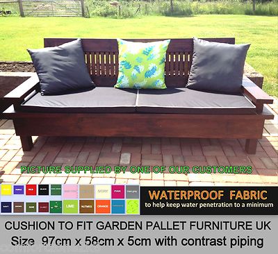 97cm X 58cm Piped Waterproof Cushion For Pallet Furniture Uk Garden Pallet Furniture Uk Garden, Waterproof Cushions For Outdoor Furniture Uk