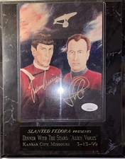 Leonard Nimoy & John De Lancie Signed "Alien Voices" Plaque w/ JSA COA (AP37416)