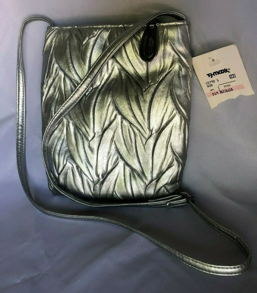 TJ Maxx Silvertone 6X7" Purse Handbag with 38"