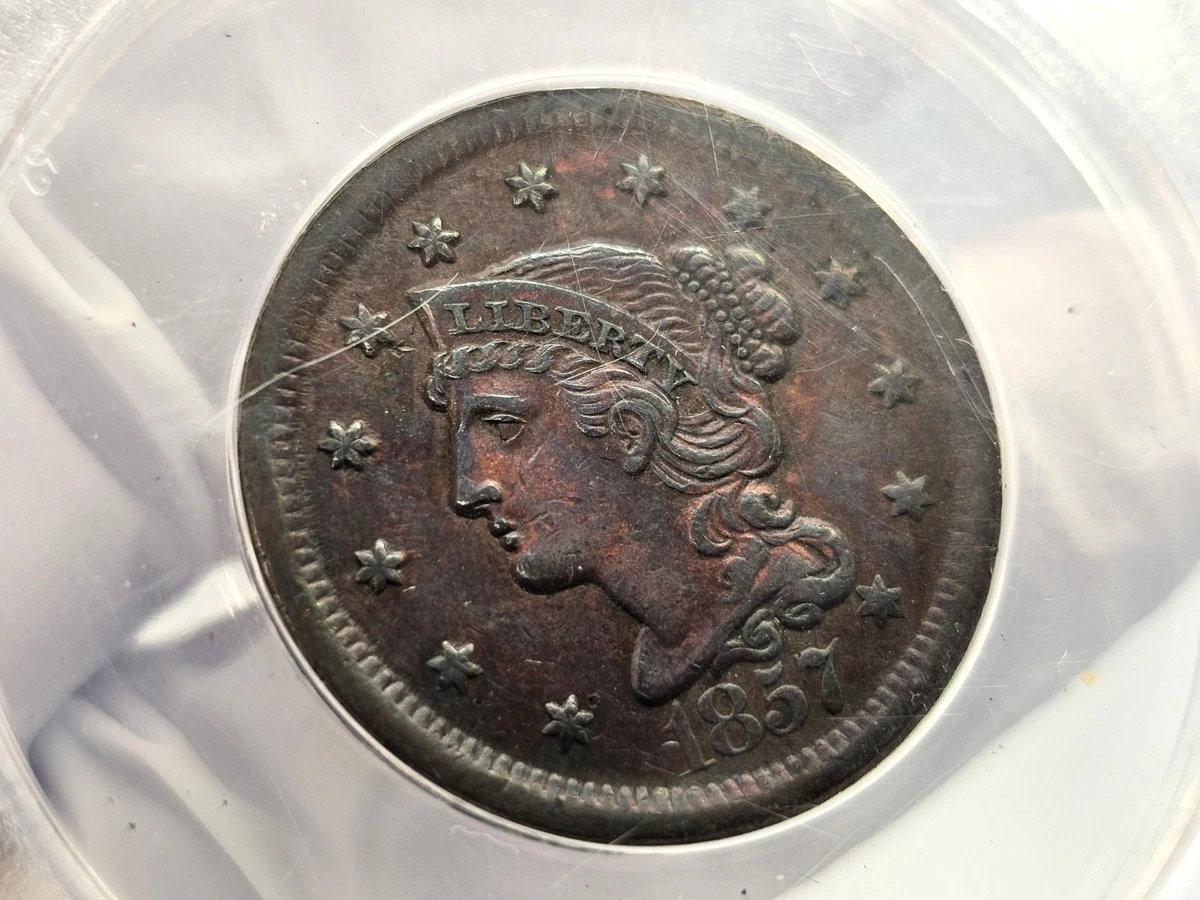 Circulated 1857 Year Braided Hair Large Cents (1839-1857) for sale