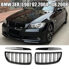 Nieren Grill für BMW 3er E90 E91 2004-2008 GLANZ SCHWARZ Kühlergrill Doppelsteg