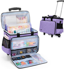 Gray Arrow Rolling Craft Bag on Wheels with Detachable Trolley for Supplies