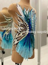 Rhythmic gymnastics costume Women's / Girls' blue dyeing sleeveless