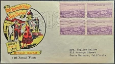 Old Spanish Days Cachet Santa Barbara CA Block 4 773 1935