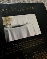 NOS Tablecloth RALPH LAUREN HOME Gray TUXEDO Herringbone Weave COTTON 70 x 144