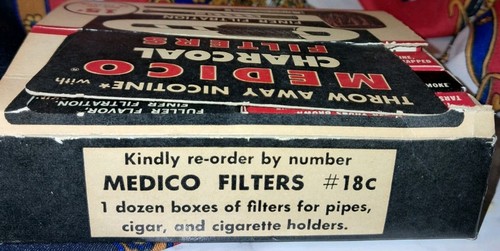 Scatola vintage di filtri pipa tabacco carbone marca Medico in scatola originale - Foto 5 di 10