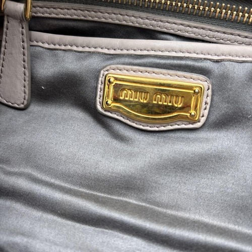 Miu Miu Archive Gather Hand Bag Leather Beige Gray 00s F/S Used 8052 - Picture 15 of 17