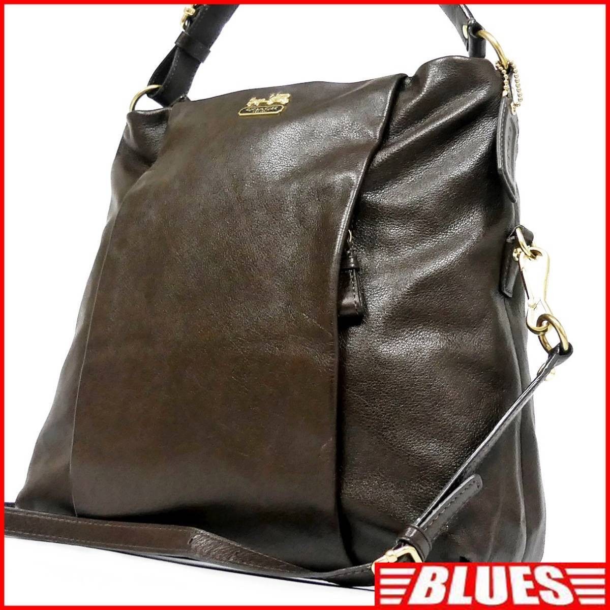 Old Coach All-Leather Brown Shoulder Bag 2-Way Handbag 12x34x32cm