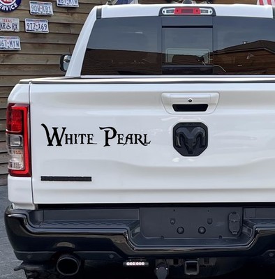 Auto Aufkleber Schriftzug  ''White Pearl   15 x 3 cm   Sticker Piraten  