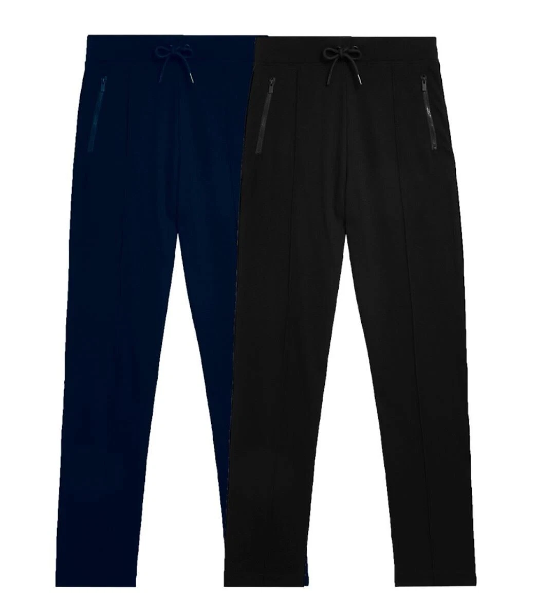 EX M&S Jogger Straight Leg Ladies Cotton Rich Zip Pocket Classic Pant Stretch