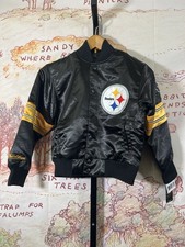 Pittsburgh Steelers Satin Jacket Youth Small Black NFL Team Apparel NWT