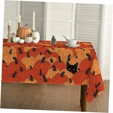  Fall Tablecloth 60×84 Inch Rectangular, Black 60" x 84" (Rectangular) Orange