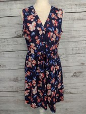 Gap Dress Women's 6 Blue Floral Print Sleeveless Fit & Flare Pockets