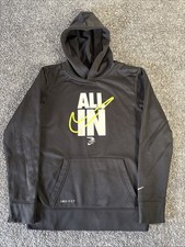 Nike 3Brand Hoodie Boys Large 10-12 Black ALL IN Athletic Pullover Sweatshirt
