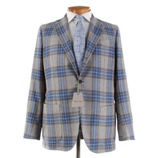 Sartorio Kiton NWT Wool Blend Sport Coat Size 52R 42R US Gray w/ Blue Brown