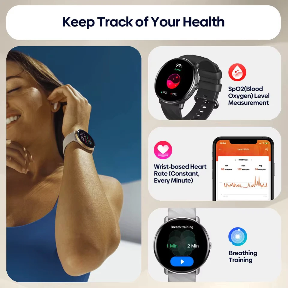 1.43" AMOLED Smart Watch, Voice Calling, 316L Stainless Steel, Fitness Tracker - Image 4 of 4
