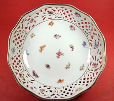 Schale mit Streublumen-Dekor -Durchbruch/Goldrand   Schumann Porzellan ca. 1920