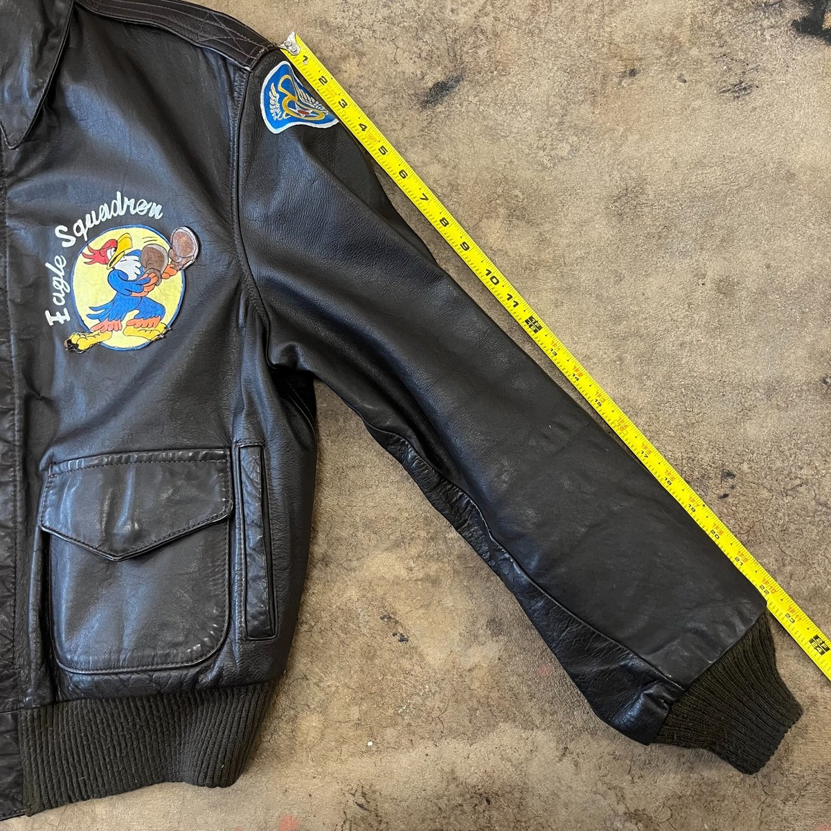 Avirex Leather A2 Flight Jacket, Hand Painted Miss Dallas WW2 Nose