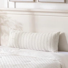 Cream Boho Long Body Lumbar Decorative Throw Pillow Cover 14x36 Inch for Bed ...