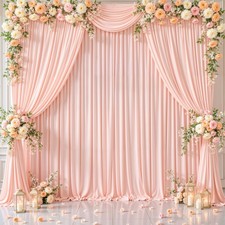 5x10ft Pink Backdrop Curtains 2 Panel Wrinkle Free Wedding Party Photo Decor