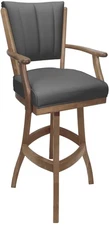 Leather Classic Solid Wood Bar Stool 30" Seat - Gray on Cashew