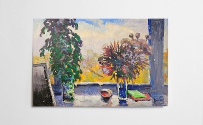 Oil painting Autumn Ukrainian painter canvas Unframed original Decor still life