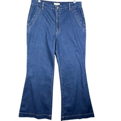 Sofia Jeans Trouser Flare Women 14S Blue Dark Wash High Rise Stretch Denim