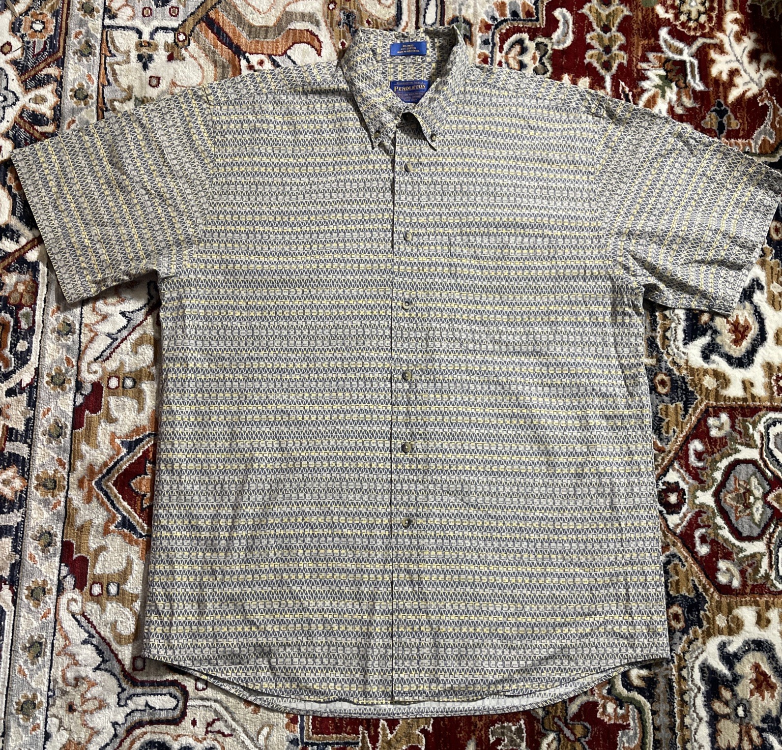 Pendleton Button Down Shirt Geometric Blue Abstra… - image 1