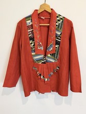 Vintage Red Blazer Embroidered South Western Aztec Print