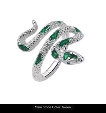 Snake Ring Resizeable 7-10mm Rhodium Plated 