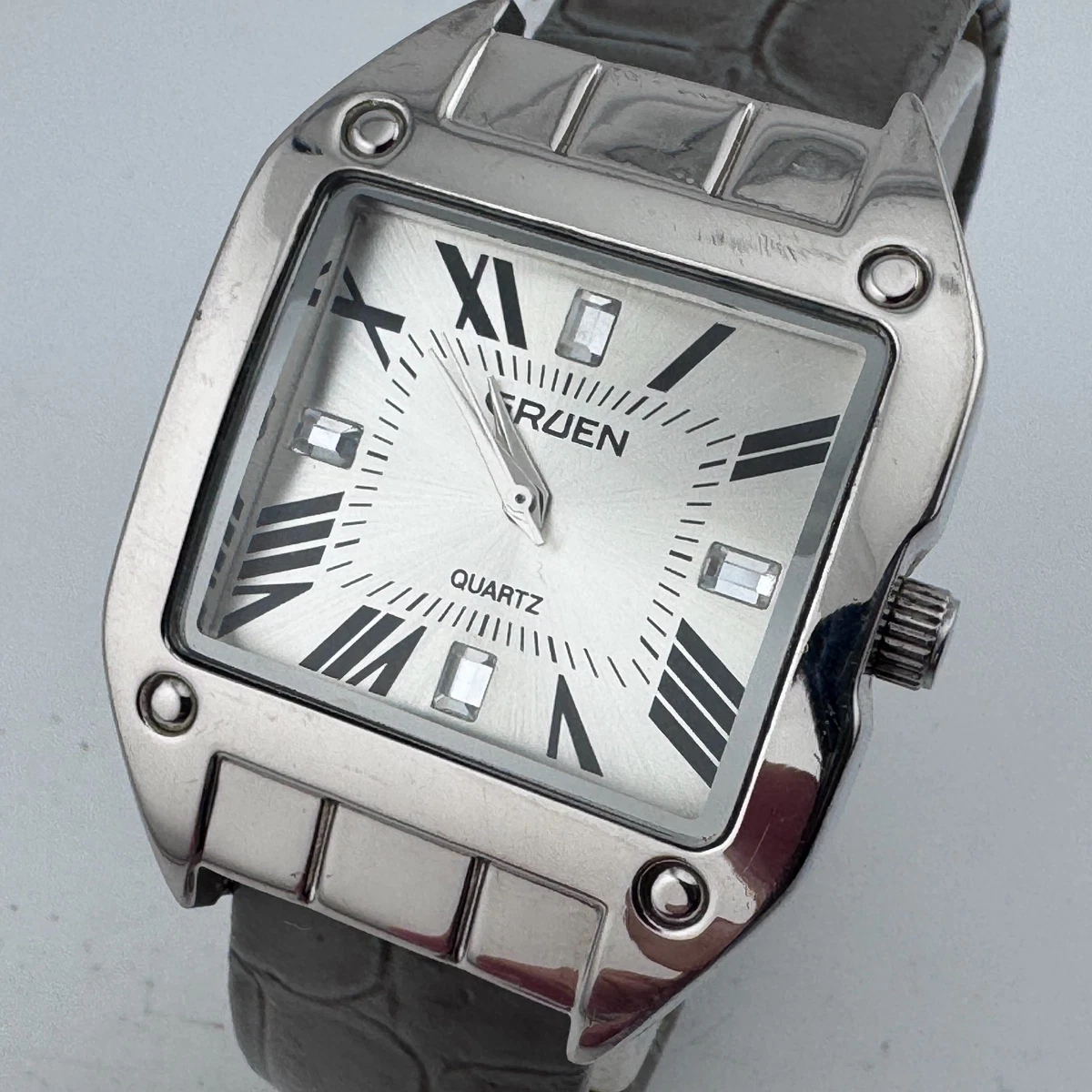 Bruno 3301 Quartz Watch Silver Tone White Dial Roman Numerals Black Leather Band Amazon.com: Mens Quartz Watch, Roman Numeral Business Casual  main image 2